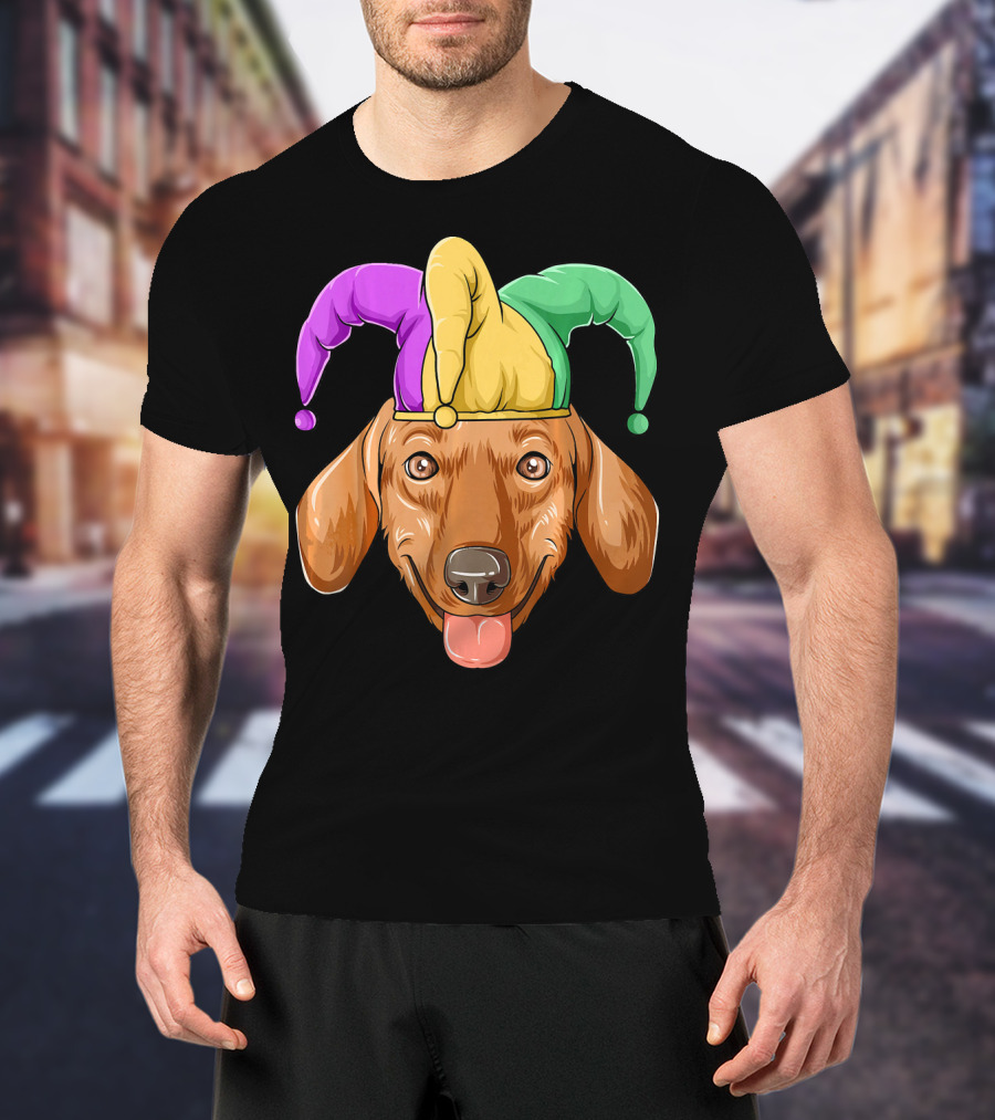 Mardi Gras Dachshund Carnival Jester Hat T-Shirt