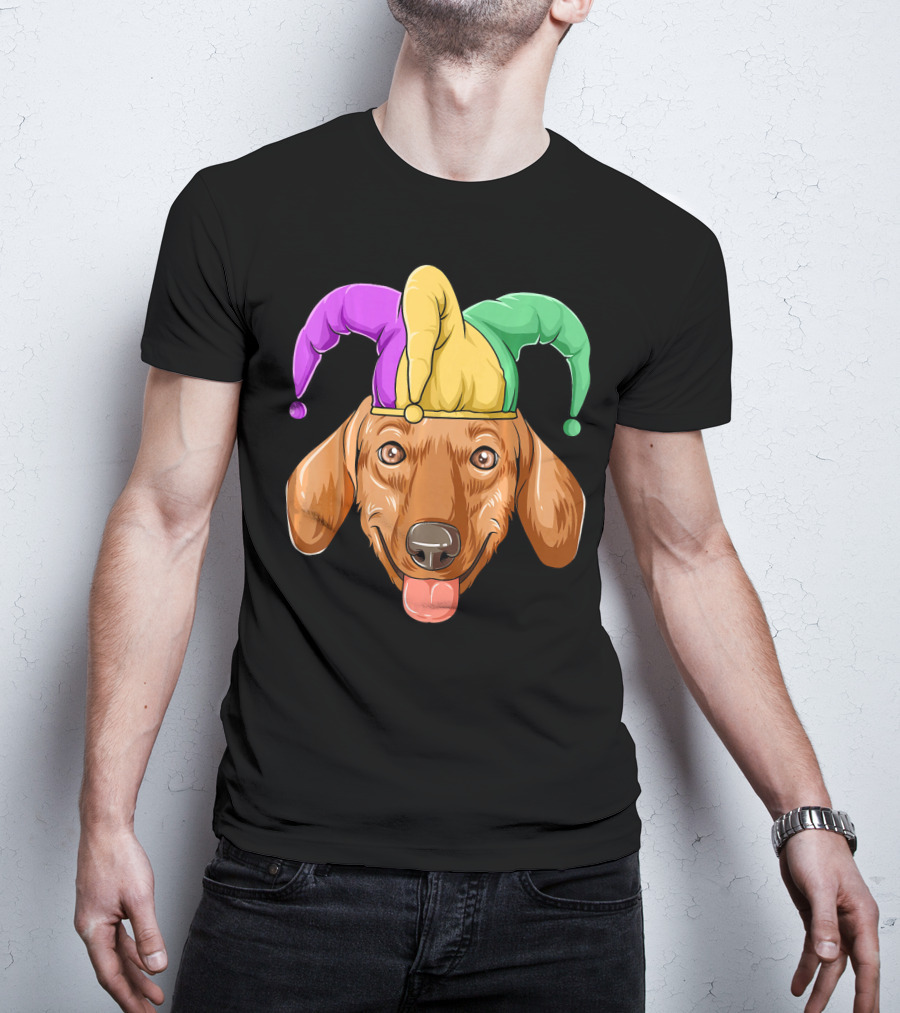 Mardi Gras Dachshund Carnival Jester Hat T-Shirt