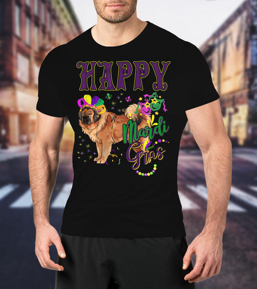 Happy Mardi Gras Tibetan Mastiff Beads And Masks T-Shirt