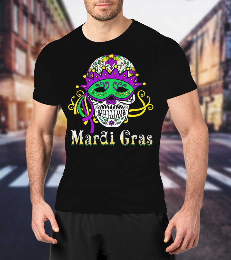 Mardi Gras Skull Mask Day Of The Dead T-Shirt