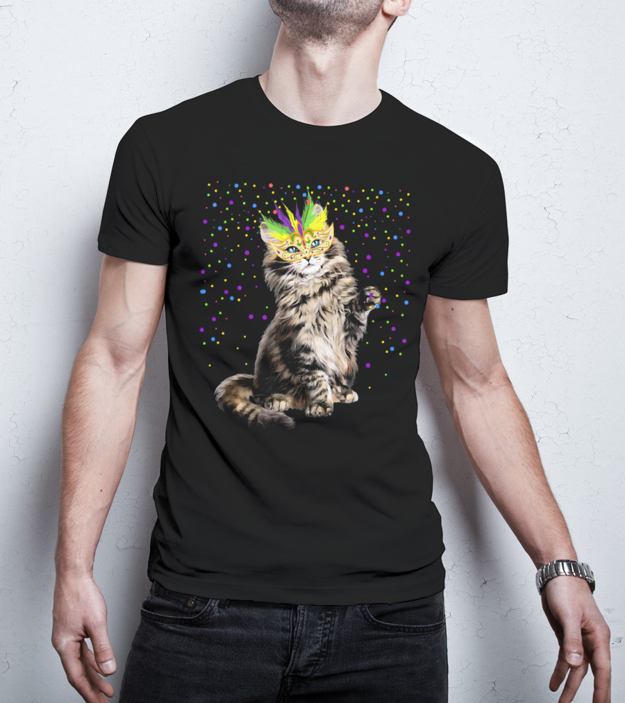 Mardi Gras Cat Mask Party In New Orleans T-Shirt
