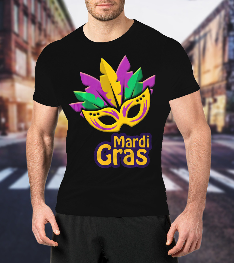 New Orleans Mardi Gras Feathered Mask Party T-Shirt