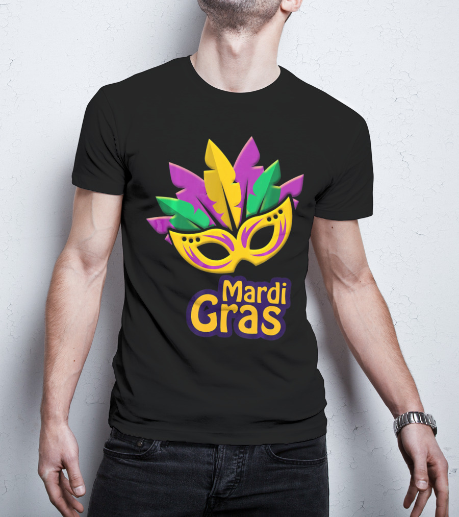 New Orleans Mardi Gras Feathered Mask Party T-Shirt