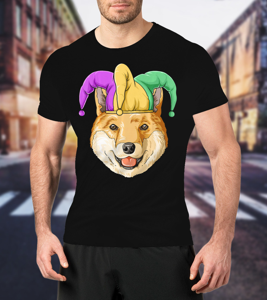 Mardi Gras Shiba Inu Jester Hat Carnival T-Shirt
