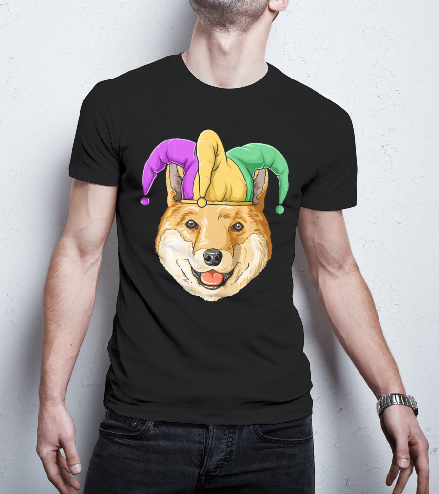 Mardi Gras Shiba Inu Jester Hat Carnival T-Shirt