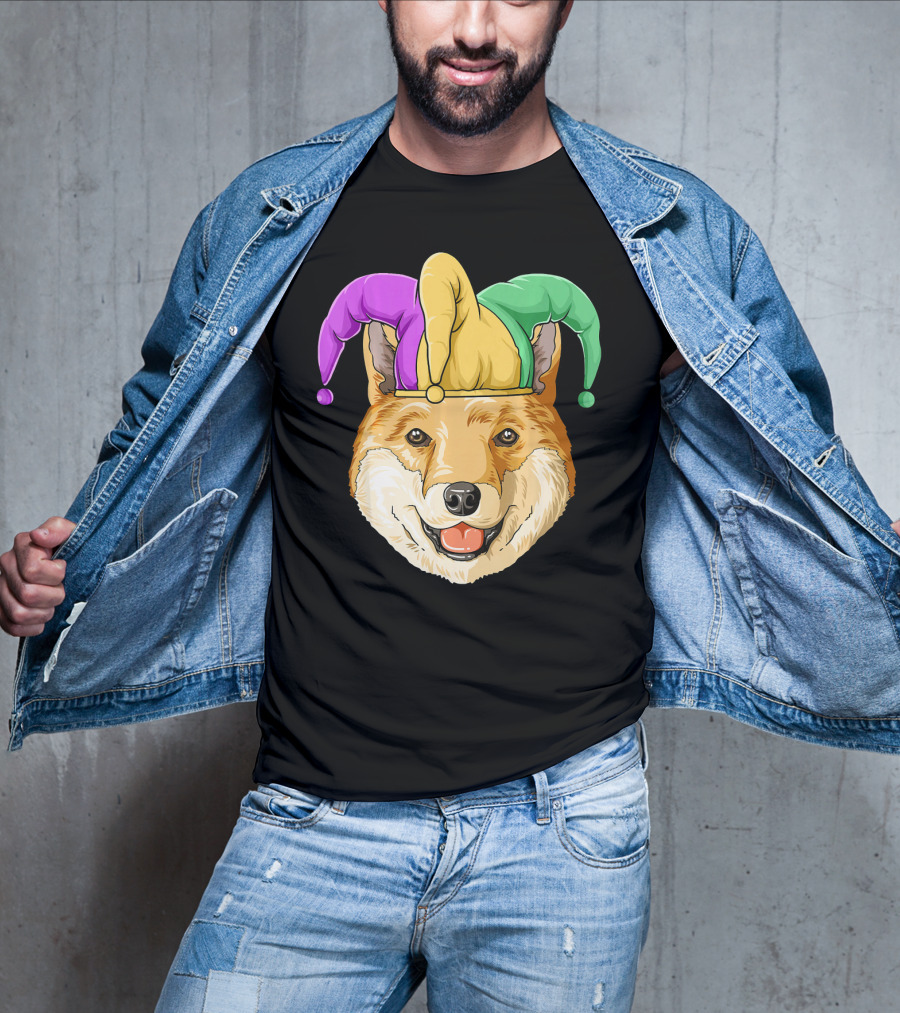 Mardi Gras Shiba Inu Jester Hat Carnival T-Shirt