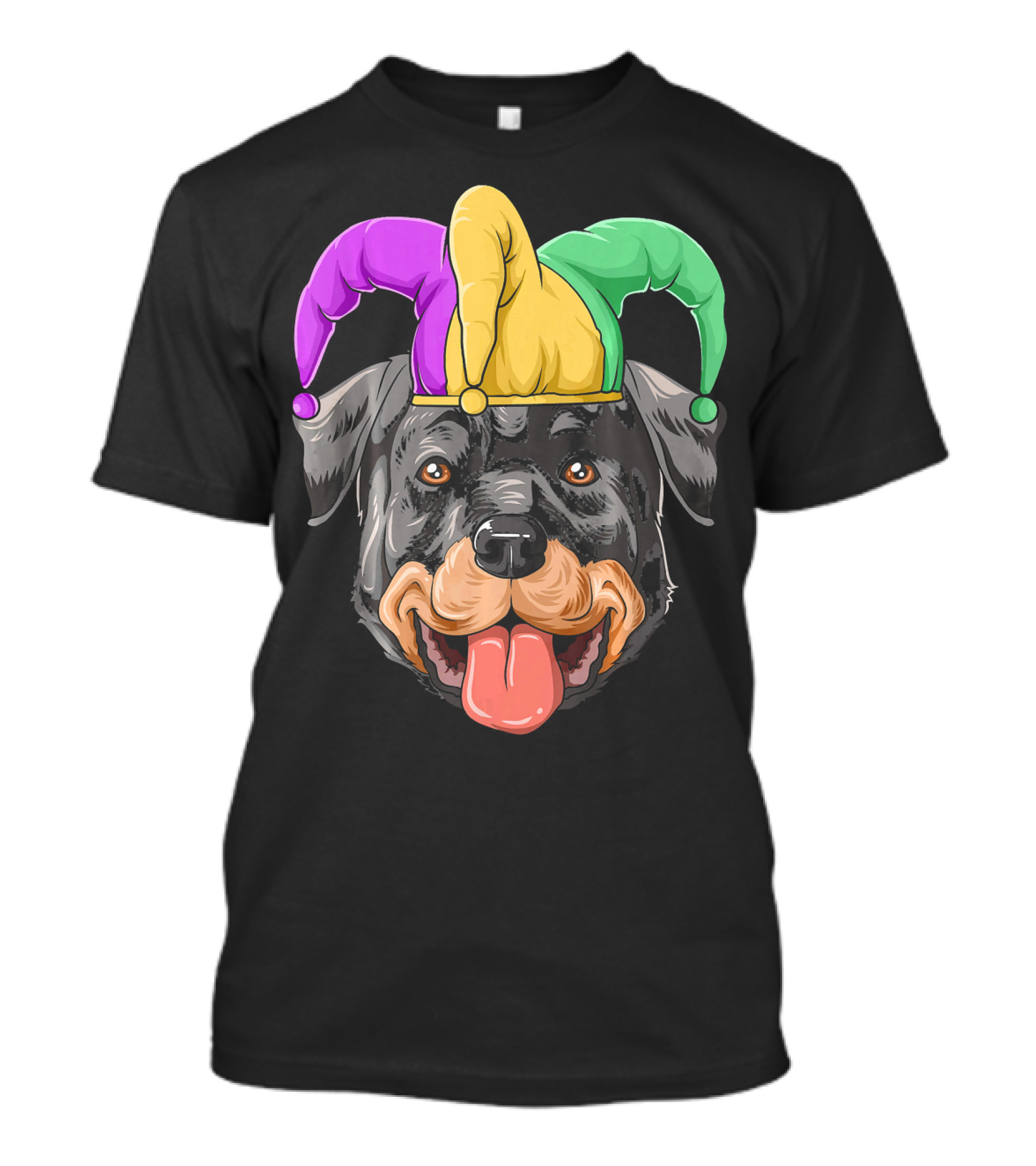 Mardi Gras Rottweiler Carnival Hat Jester Colors T-Shirt