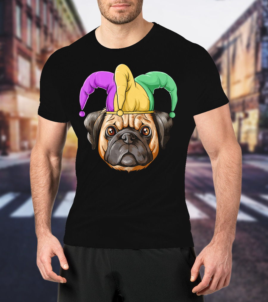 Mardi Gras Pug Carnival Jester Hat T-Shirt