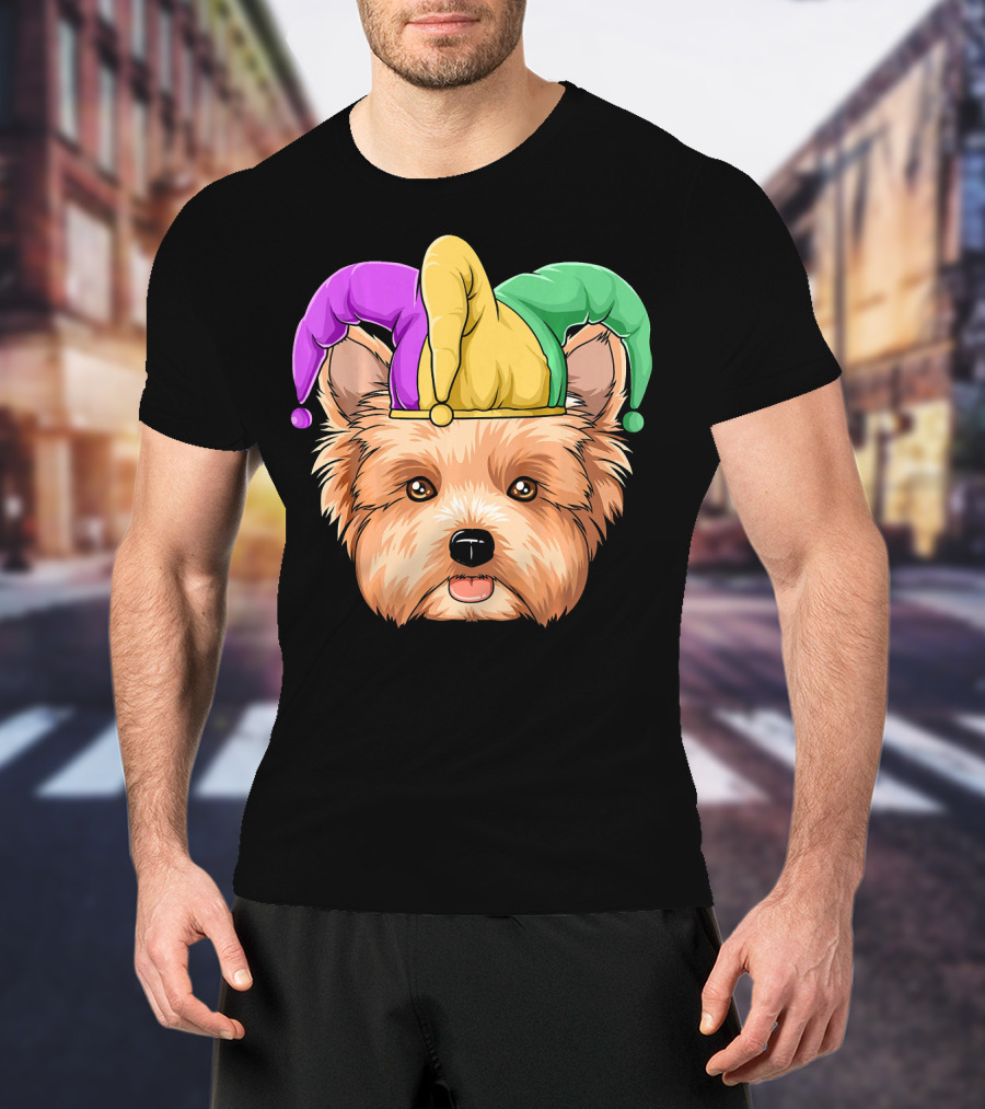 Mardi Gras Yorkshire Terrier Jester Hat Yorksh Carnival T-Shirt