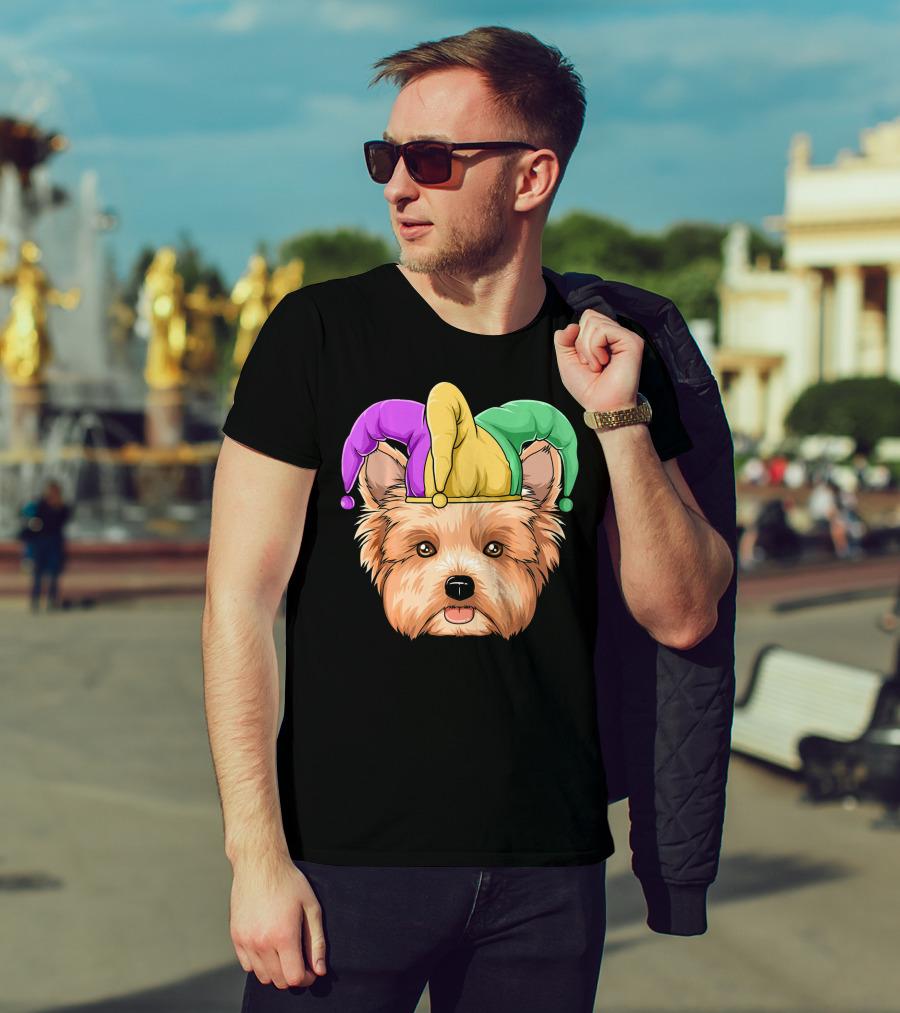 Mardi Gras Yorkshire Terrier Jester Hat Yorksh Carnival T-Shirt