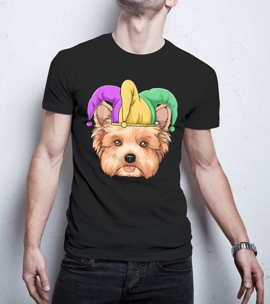 Mardi Gras Yorkshire Terrier Jester Hat Yorksh Carnival T-Shirt