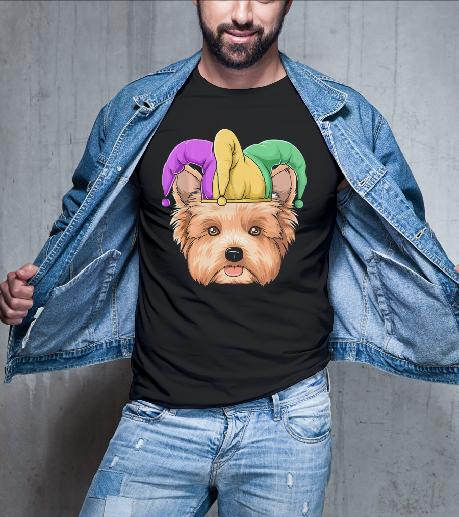 Mardi Gras Yorkshire Terrier Jester Hat Yorksh Carnival T-Shirt