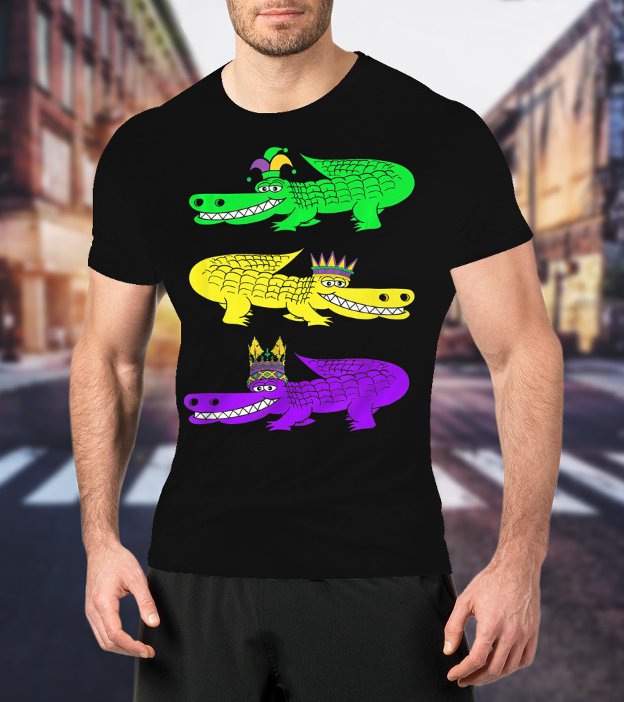 Alligator Crocodile Mardi Gras Festival Jester Kings T-Shirt