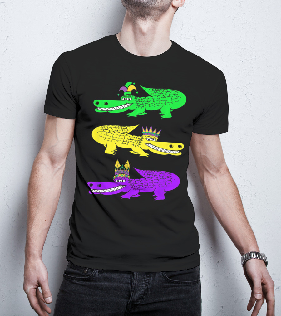 Alligator Crocodile Mardi Gras Festival Jester Kings T-Shirt