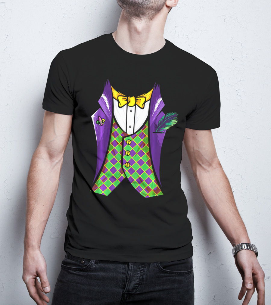 Mardi Gras Tuxedo Costume Pancake Tuesday Fleur-de-Lis T-Shirt