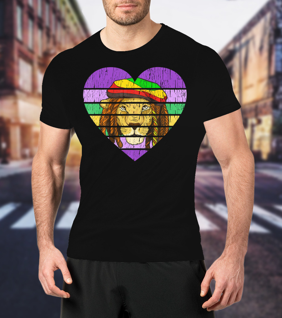 Mardi Gras Lion Rasta Heart Vintage Carnival T-Shirt