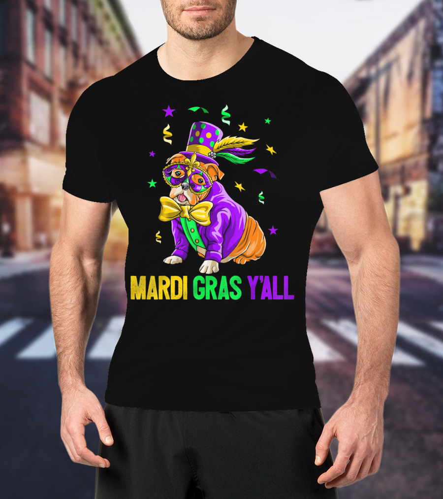 Bulldog Mardi Gras Y'all Celebration Festivities T-Shirt