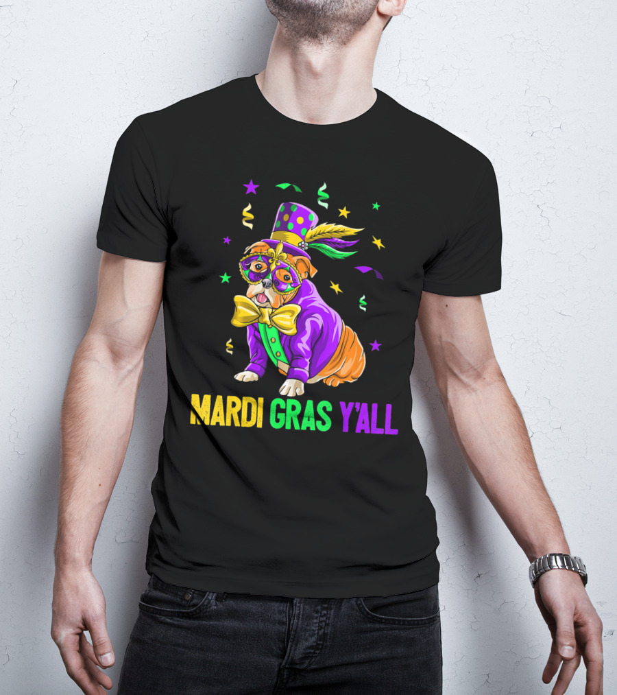 Bulldog Mardi Gras Y'all Celebration Festivities T-Shirt