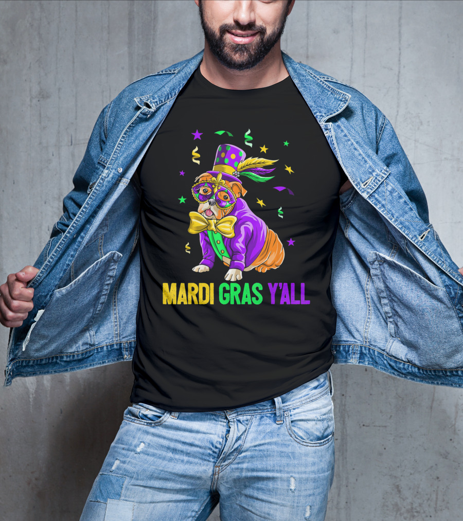 Bulldog Mardi Gras Y'all Celebration Festivities T-Shirt