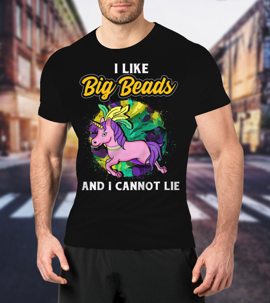I Like Big Beads And I Cannot Lie Kids Funny Mardi Gras Pink And Pur T-Shirt
