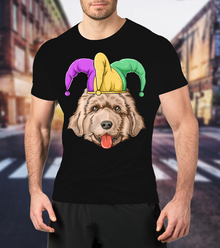 Mardi Gras Jester Newfoundland Dog Hat T-Shirt