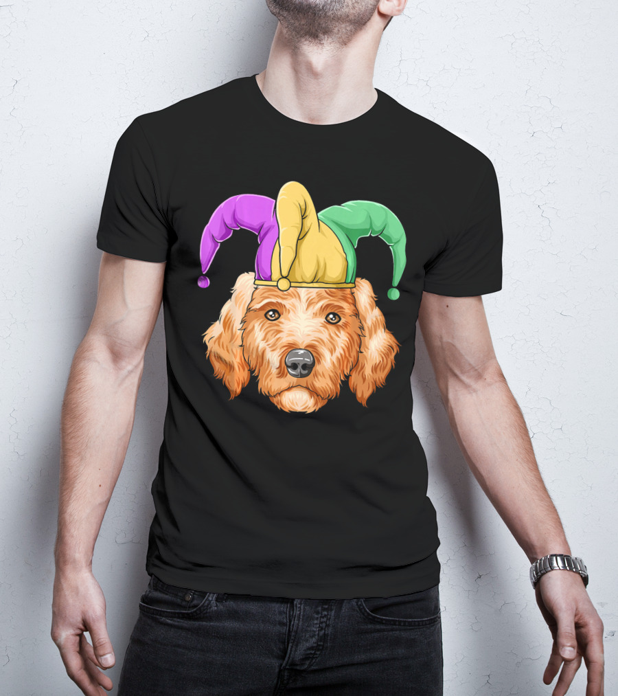 Mardi Gras Goldendoodle Jester Hat Carnival Dog Gol T-Shirt