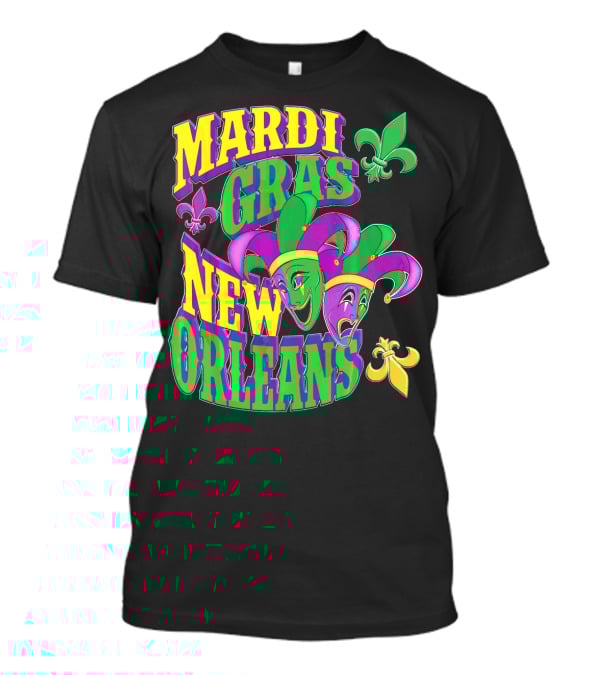 Mardi Gras Masks New Orleans Fleur-de-Lis Parade T-Shirt