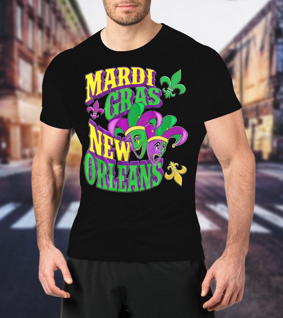 Mardi Gras Masks New Orleans Fleur-de-Lis Parade T-Shirt