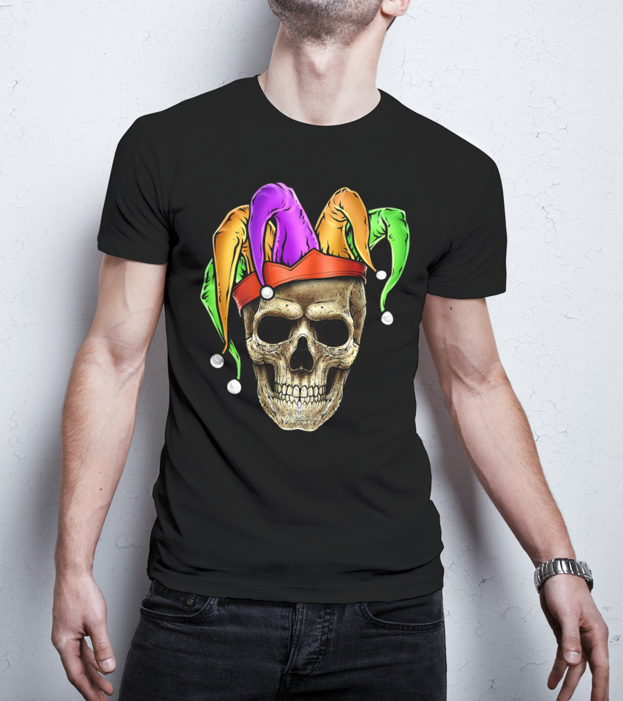 Skull Mardi Gras Jester Joker Carnival Hat T-Shirt