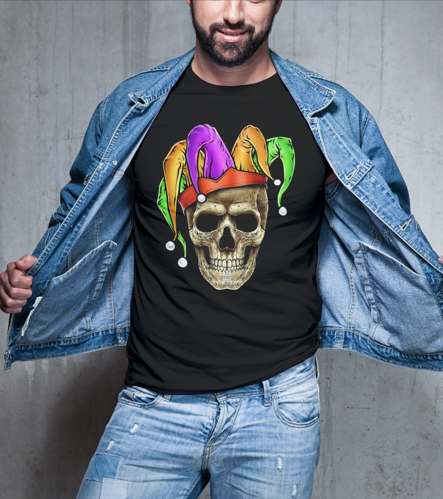 Skull Mardi Gras Jester Joker Carnival Hat T-Shirt