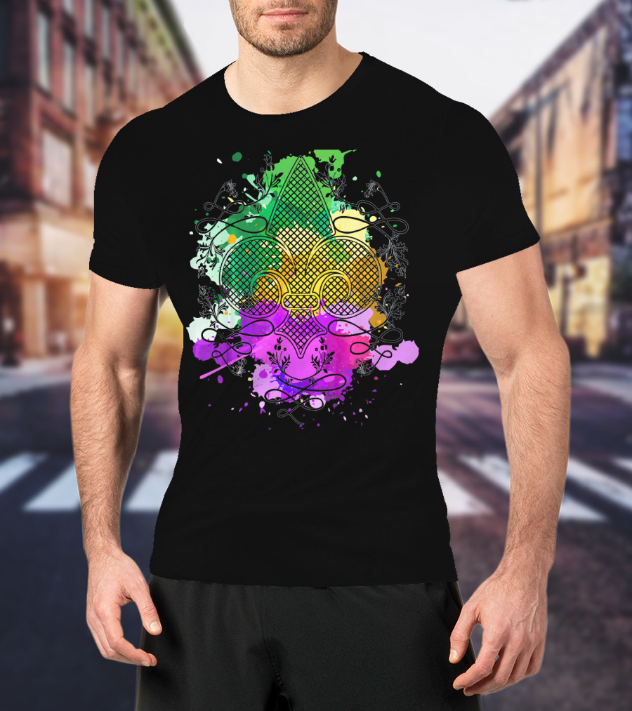 Fleur De Lis Mardi Gras Carnival Colors T-Shirt