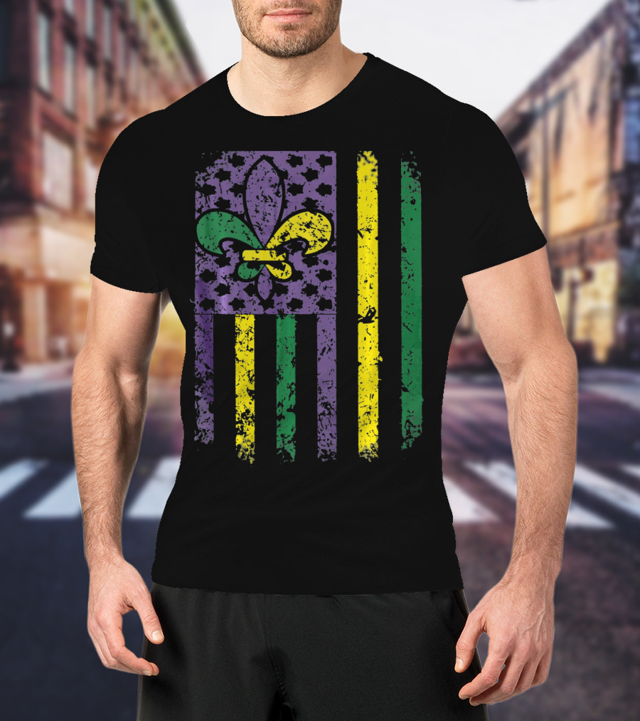 Mardi Gras Flag Fleur-de-Lis New Orleans T-Shirt