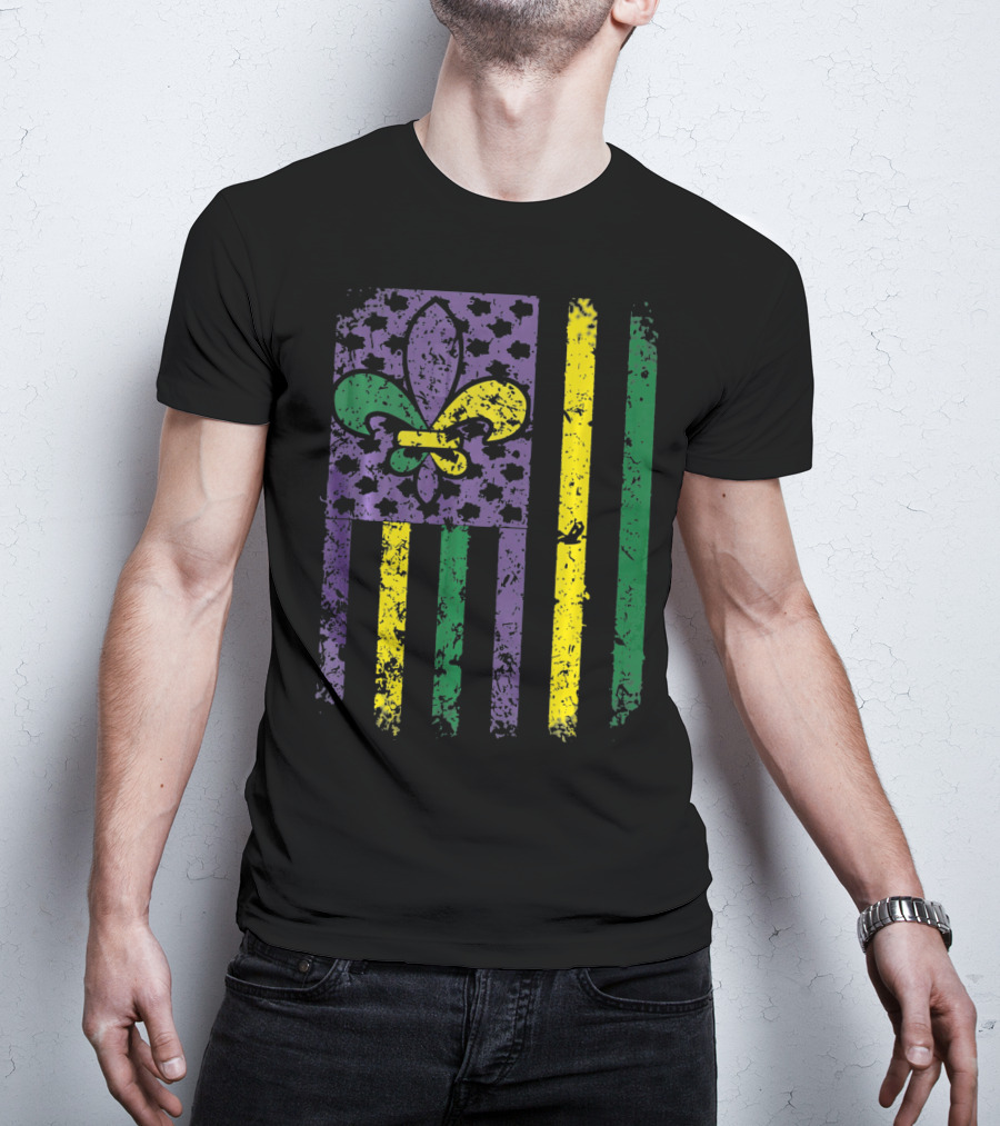 Mardi Gras Flag Fleur-de-Lis New Orleans T-Shirt