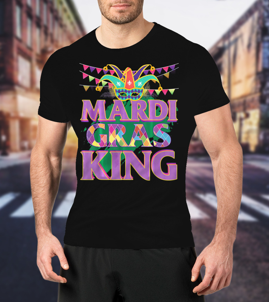 Mardi Gras King Jester Mask Banner Festival T-Shirt