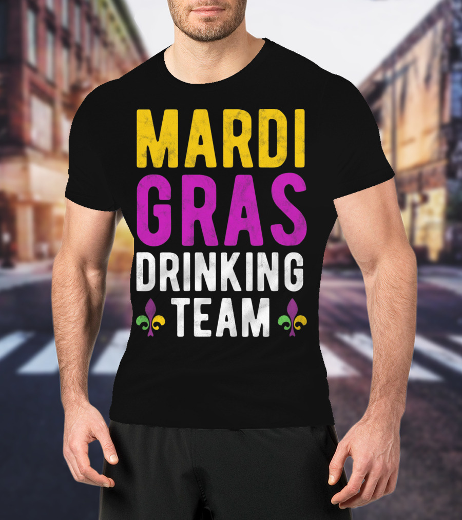 Mardi Gras Drinking Team New Orleans Fleur-de-Lis T-Shirt