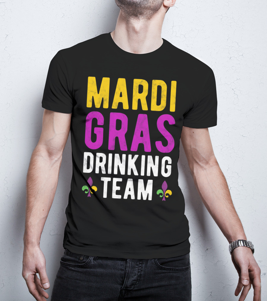 Mardi Gras Drinking Team New Orleans Fleur-de-Lis T-Shirt