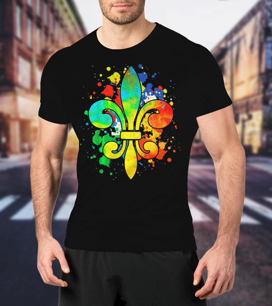 Mardi Gras New Orleans Colorful Fleur De Lis T-Shirt