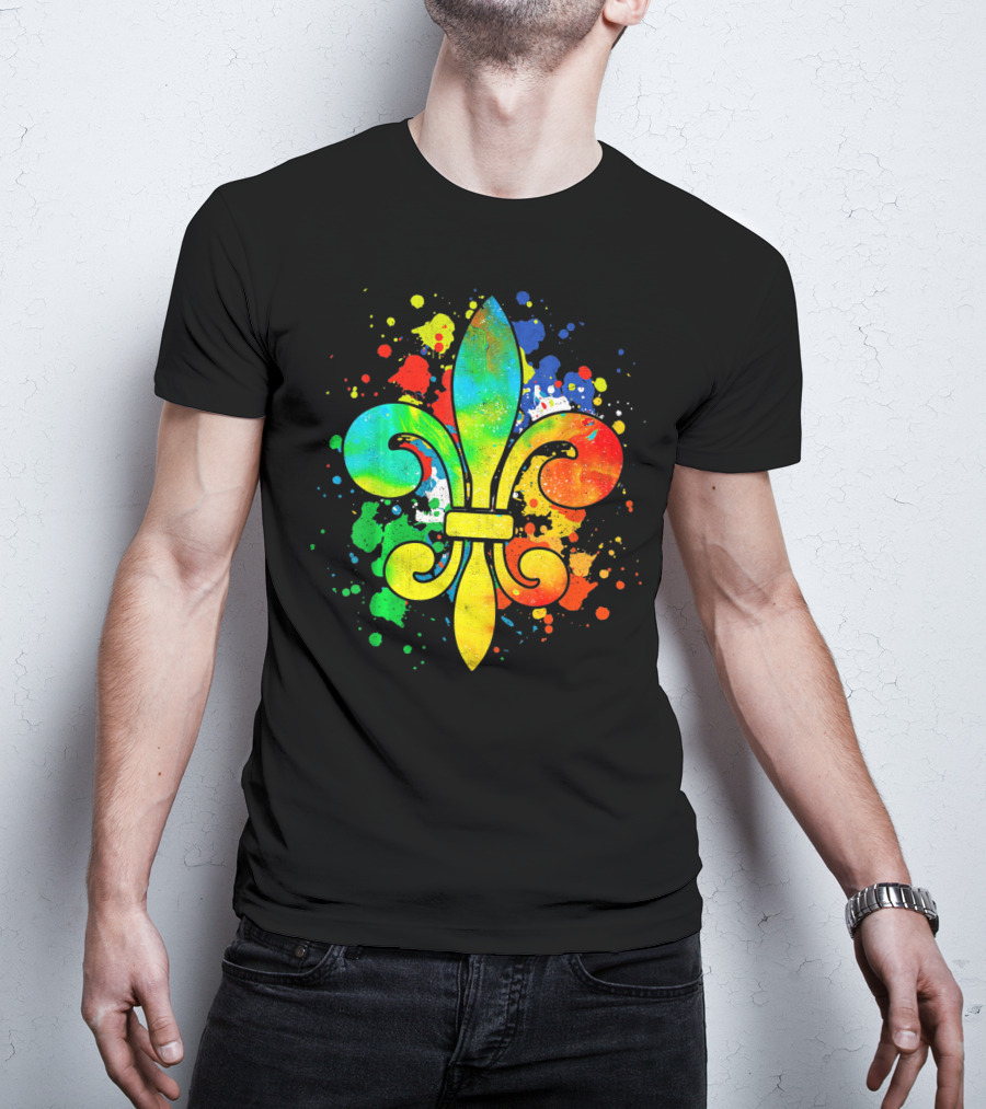 Mardi Gras New Orleans Colorful Fleur De Lis T-Shirt