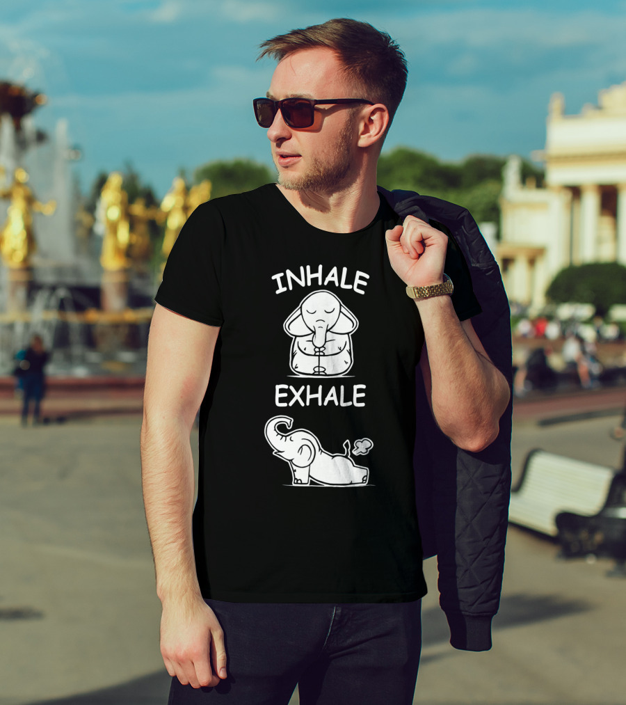 Inhale Exhale Cute Elephant Yoga Lover Meditation T-Shirt