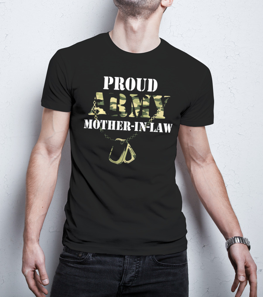 Proud Army Mother-In-Law Camouflage Dog Tags T-Shirt