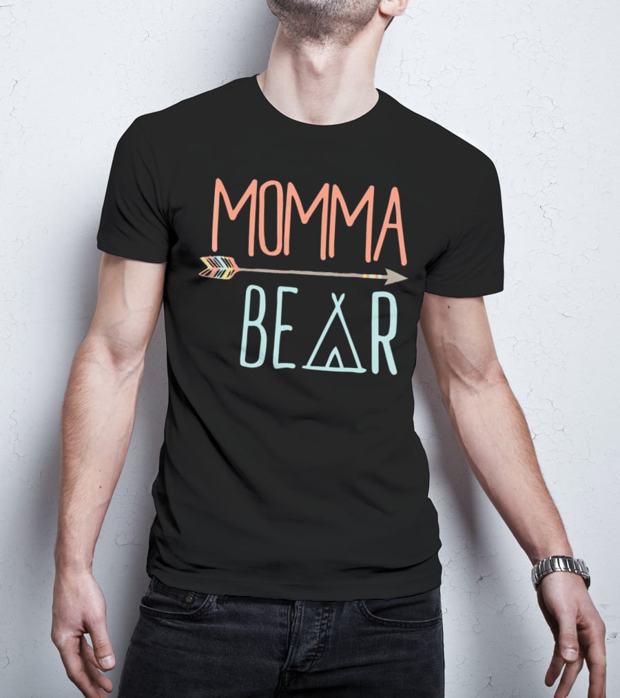 Momma Bear Tribal Arrow And Teepee T-Shirt