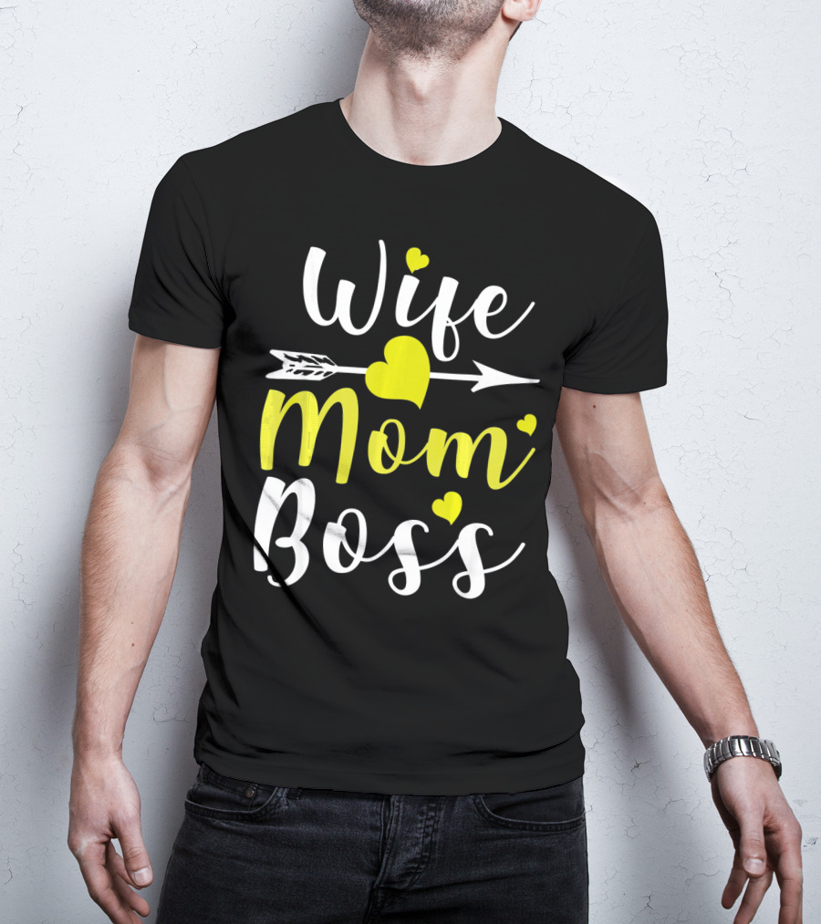 Wife Mom Boss Arrow Heart T-Shirt
