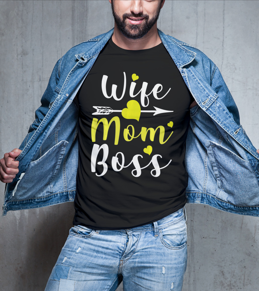 Wife Mom Boss Arrow Heart T-Shirt