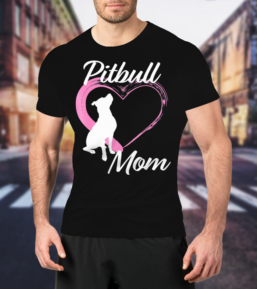 Pitbull Mom Heart Silhouette For Dog Lovers T-Shirt