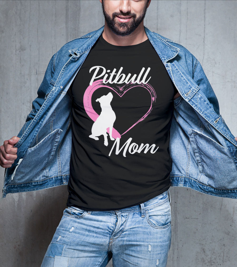 Pitbull Mom Heart Silhouette For Dog Lovers T-Shirt