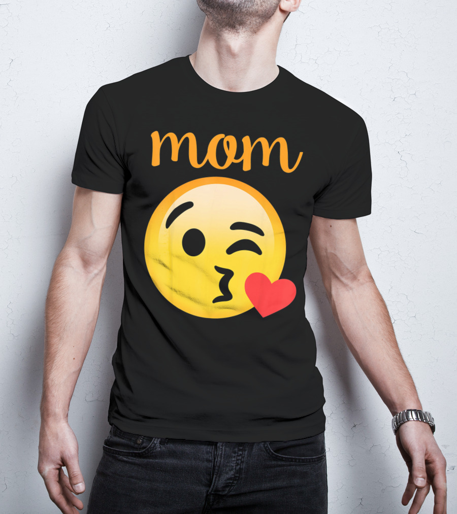 Mom Kissing Emoji Heart Kiss Emoji T-Shirt