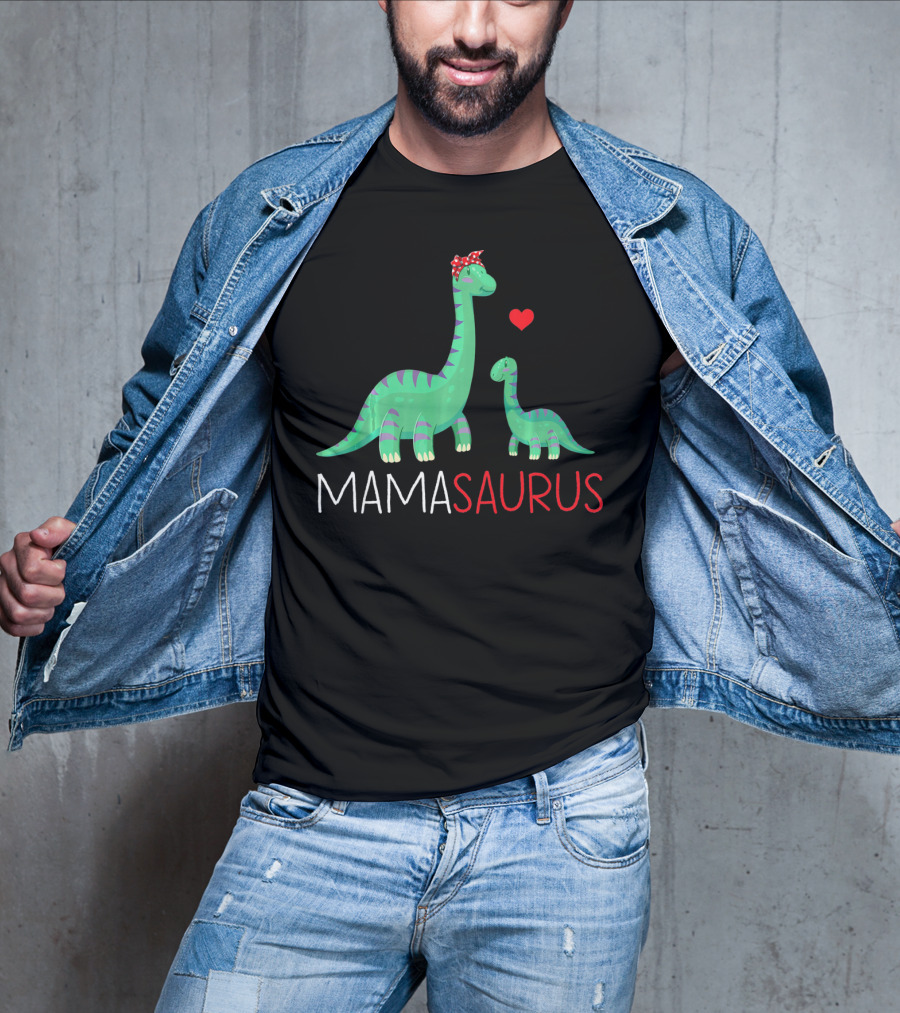 Mamasaurus Rex Mama Saurus Dinosaurs With Heart And Bow T-Shirt