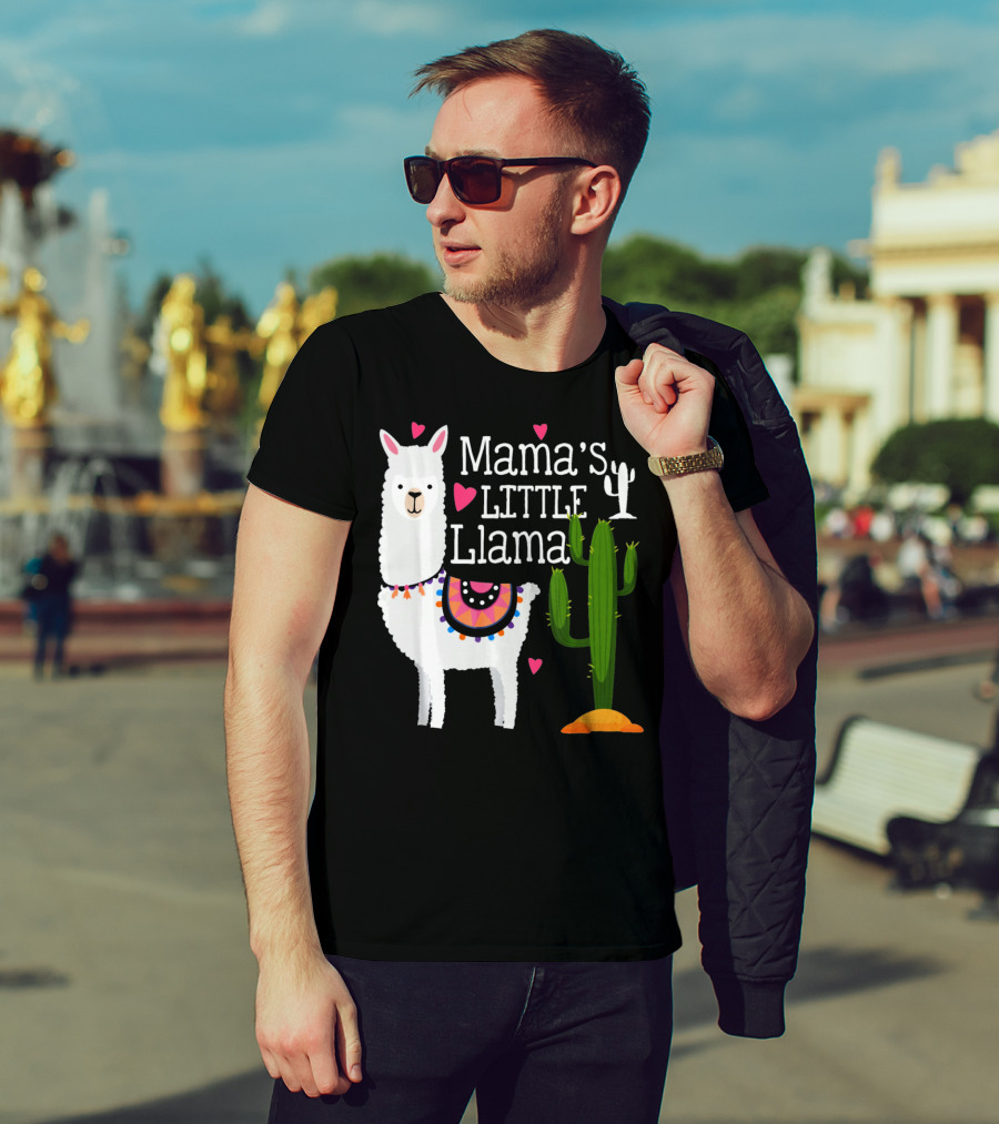Mama's Little Llama Cute Heart Cactus T-Shirt