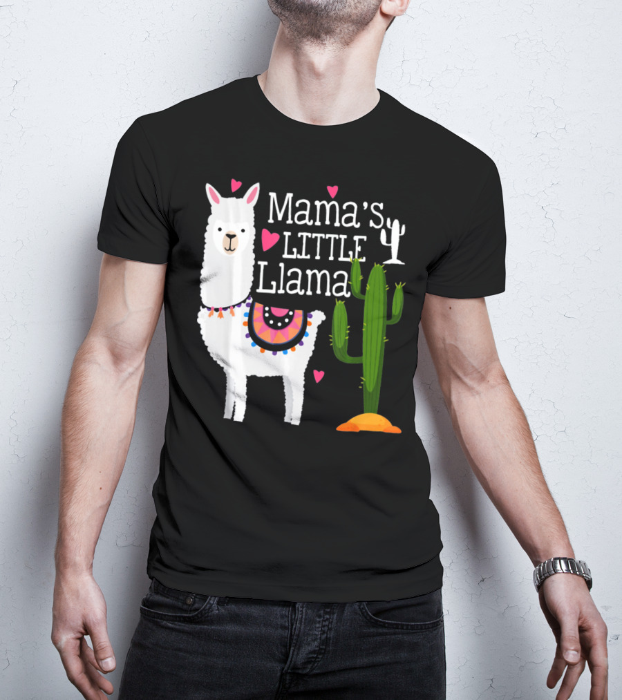 Mama's Little Llama Cute Heart Cactus T-Shirt