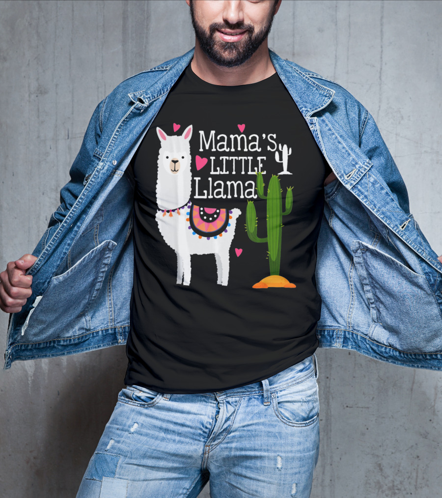 Mama's Little Llama Cute Heart Cactus T-Shirt